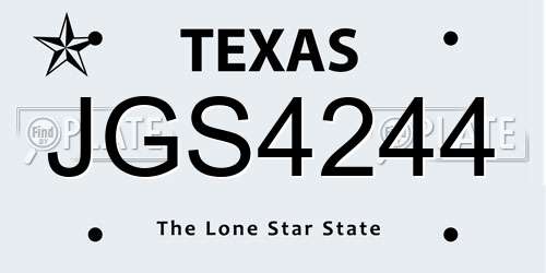 JGS4244 Texas License Plate
