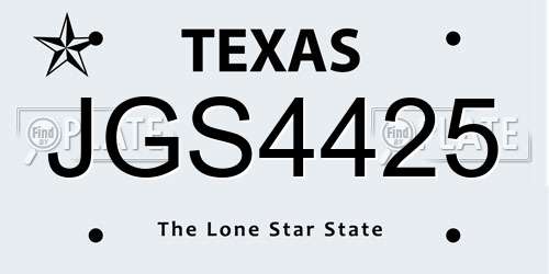 JGS4425 Texas License Plate