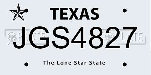 JGS4827 Texas License Plate