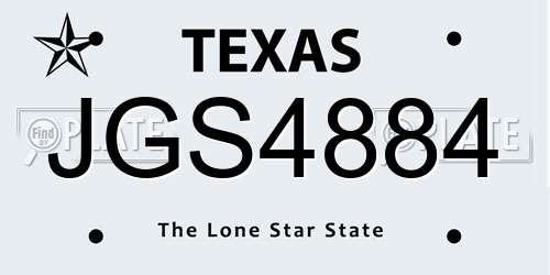JGS4884 Texas License Plate