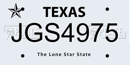 JGS4975 Texas License Plate