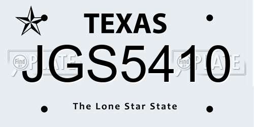 JGS5410 Texas License Plate