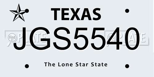 JGS5540 Texas License Plate