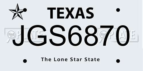 JGS6870 Texas License Plate
