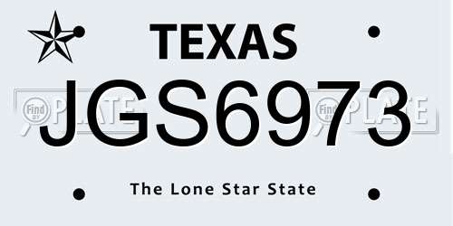 JGS6973 Texas License Plate
