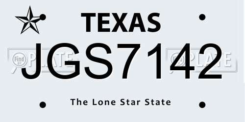 JGS7142 Texas License Plate
