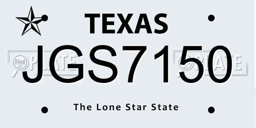 JGS7150 Texas License Plate