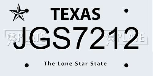 JGS7212 Texas License Plate