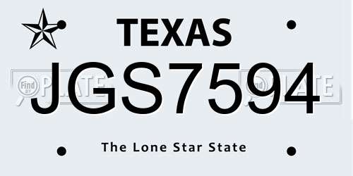 JGS7594 Texas License Plate
