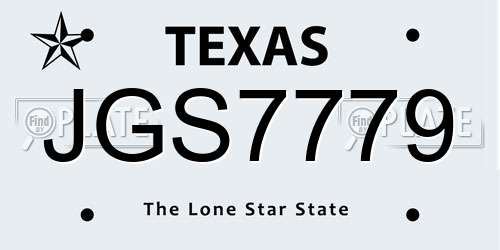 JGS7779 Texas License Plate