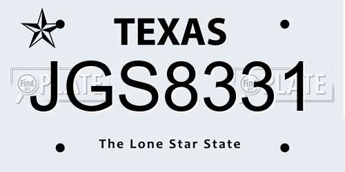 JGS8331 Texas License Plate