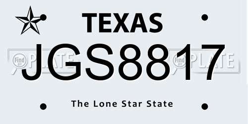 JGS8817 Texas License Plate