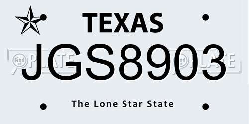 JGS8903 Texas License Plate