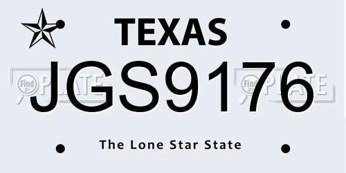 JGS9176 Texas License Plate