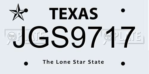 JGS9717 Texas License Plate