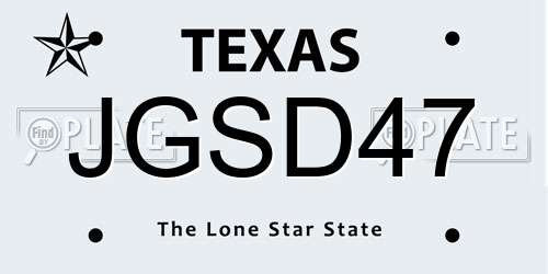JGSD47 Texas License Plate