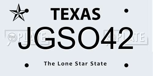 JGSO42 Texas License Plate
