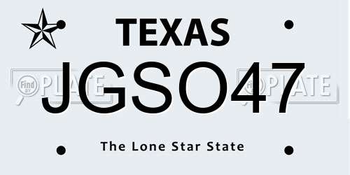 JGSO47 Texas License Plate