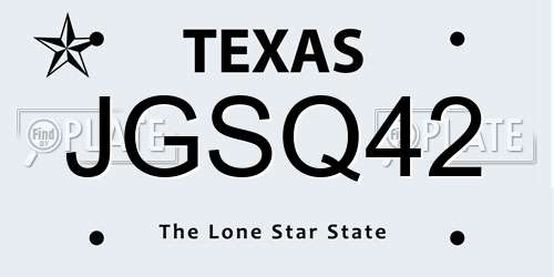 JGSQ42 Texas License Plate