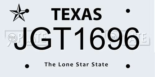 JGT1696 Texas License Plate