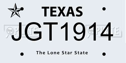 JGT1914 Texas License Plate
