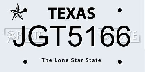 JGT5166 Texas License Plate