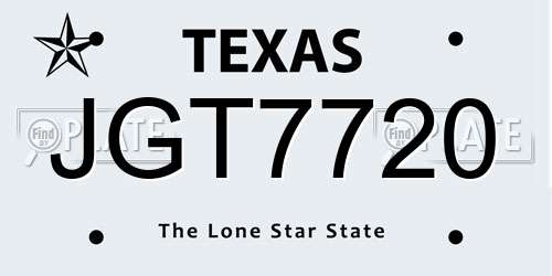 JGT7720 Texas License Plate