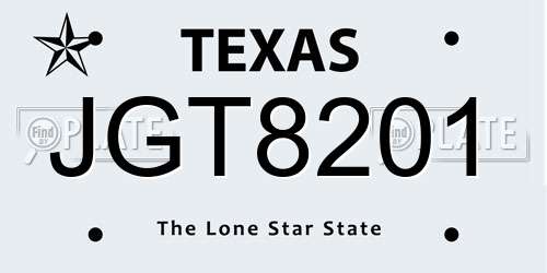 JGT8201 Texas License Plate