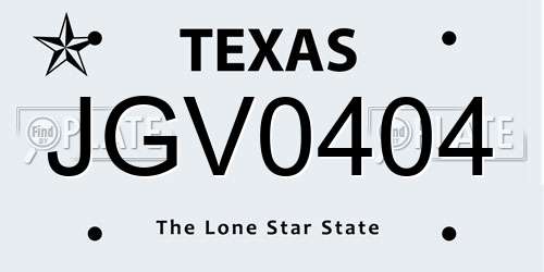 JGV0404 Texas License Plate