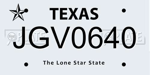 JGV0640 Texas License Plate