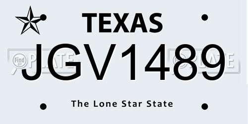 JGV1489 Texas License Plate