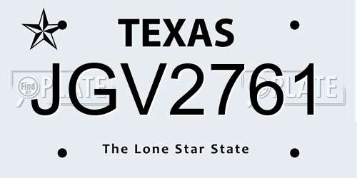 JGV2761 Texas License Plate