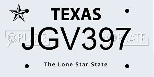JGV397 Texas License Plate