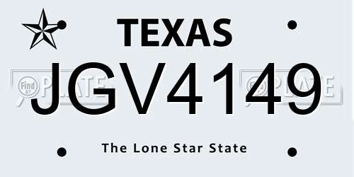JGV4149 Texas License Plate