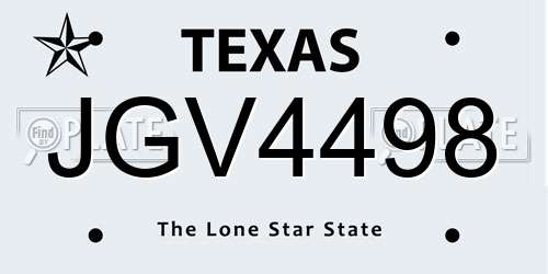 JGV4498 Texas License Plate