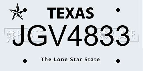 JGV4833 Texas License Plate