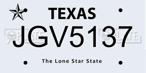 JGV5137 Texas License Plate