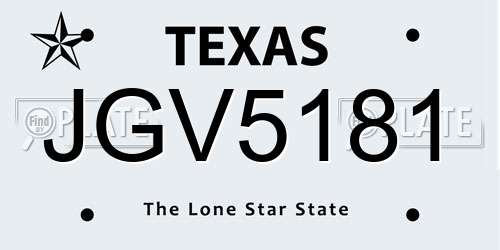 JGV5181 Texas License Plate