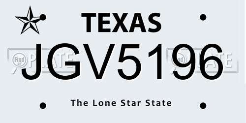JGV5196 Texas License Plate