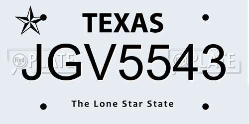 JGV5543 Texas License Plate