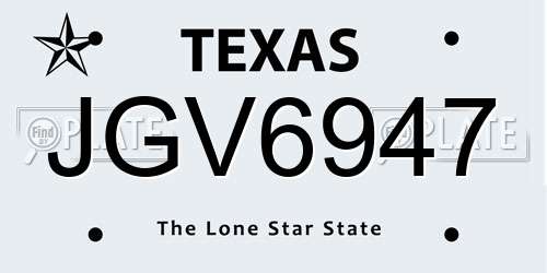 JGV6947 Texas License Plate
