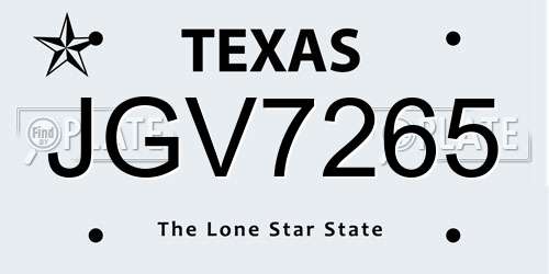 JGV7265 Texas License Plate