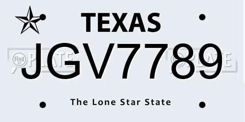JGV7789 Texas License Plate