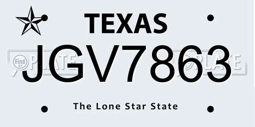 JGV7863 Texas License Plate