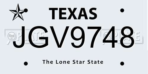 JGV9748 Texas License Plate