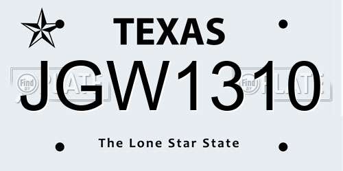 JGW1310 Texas License Plate