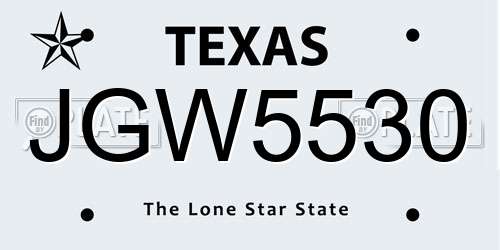 JGW5530 Texas License Plate