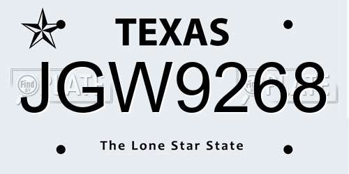 JGW9268 Texas License Plate