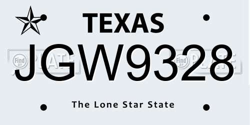 JGW9328 Texas License Plate