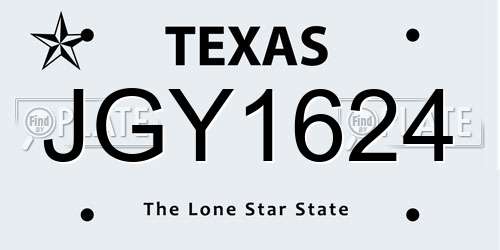 JGY1624 Texas License Plate